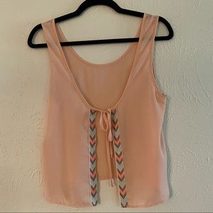 Tie open back tank top - Size S - pink/peach color